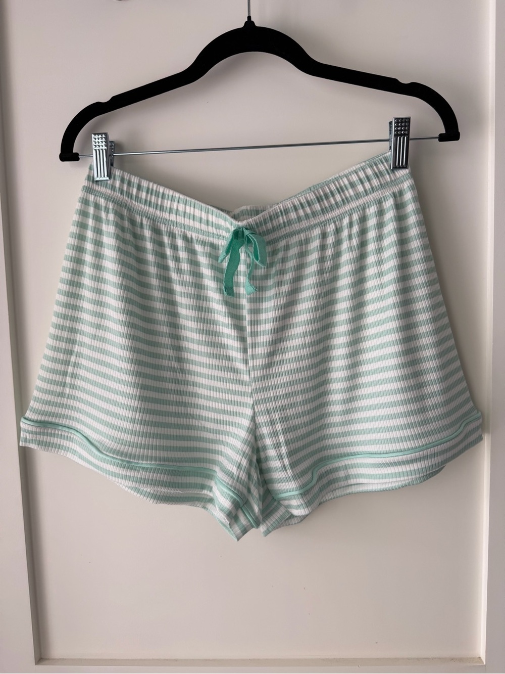 Sugar Mint and White Striped Cotton-Blend Shorts
